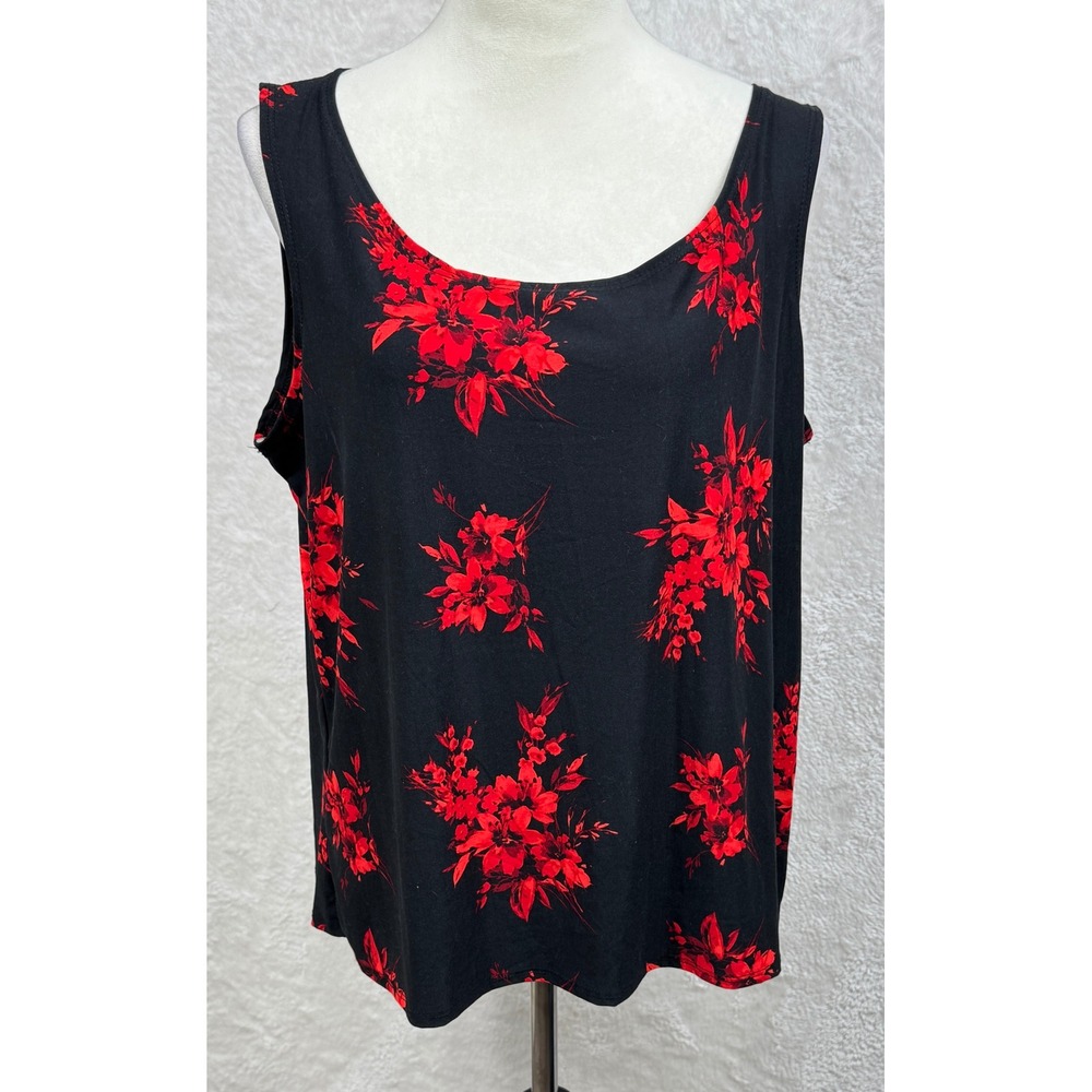 Ashley Stewart Floral Tank Top Sleeveless Casual Blouse Gothcore Plus Size 18/20